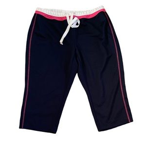 Puresilver Women’s 2x Black Yoga Workout Pants Trimmed In Pink And White